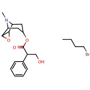 Chemical structure of Scopolamine butylbromide , CAS 149-64-4, AChemBlock V155816