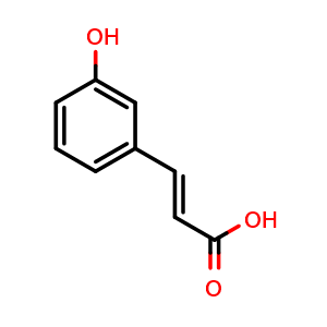 Chemical structure of 3-Hydroxycinnamic acid , CAS 14755-02-3, AChemBlock V155908