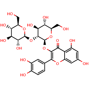 Chemical structure of Quercetin 3-O-sophoroside , CAS 18609-17-1, AChemBlock V155930