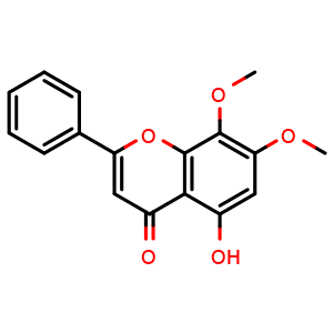 Chemical structure of 5-Hydroxy-7,8-dimethoxylflavone , CAS 3570-62-5, AChemBlock V155938