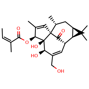 Chemical structure of Ingenol 3-Angelate , CAS 75567-37-2, AChemBlock V155991
