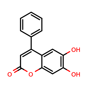 Chemical structure of 6,7-dihydroxy-4-phenylcoumarin , CAS 482-82-6, AChemBlock V156020
