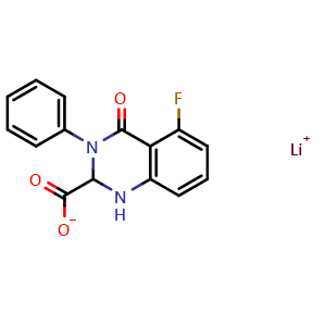 Chemical structure of lithium 5-fluoro-1,2,3,4-tetrahydro-4-oxo-3-phenylquinazoline-2-carboxylate , CAS 2816910-09-3, AChemBlock V156050