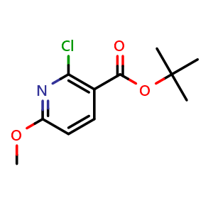 Chemical structure of tert-butyl 2-chloro-6-methoxynicotinate , CAS 2089378-14-1, AChemBlock V156053