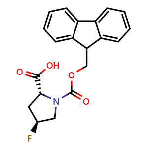 Chemical structure of (4S)-1-Fmoc-4-fluoro-D-proline , CAS 913820-87-8, AChemBlock V156065