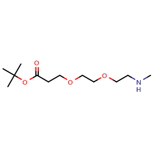 Chemical structure of MeNH-PEG2-CH2CH2COOtBu , CAS 1807521-04-5, AChemBlock V156087