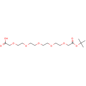 Chemical structure of HOOCCH2O-PEG4-CH2COOtBu , CAS 2244684-38-4, AChemBlock V156111