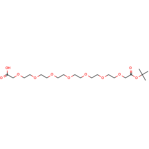 Chemical structure of HOOCCH2O-PEG6-CH2COOtBu , CAS 871085-90-4, AChemBlock V156113