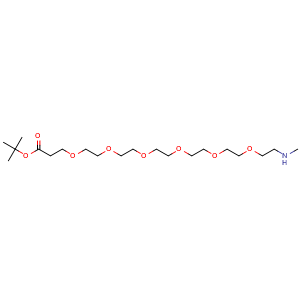 Chemical structure of MeNH-PEG6-CH2CH2COOtBu , CAS 1621616-11-2, AChemBlock V156131