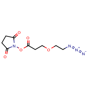 Chemical structure of N3-PEG1-CH2CH2COONHS , CAS 1807530-06-8, AChemBlock V156132