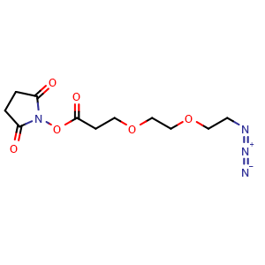 Chemical structure of N3-PEG2-CH2CH2COONHS , CAS 1312309-64-0, AChemBlock V156133