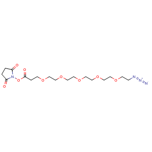 Chemical structure of N3-PEG5-CH2CH2COONHS , CAS 1433996-86-1, AChemBlock V156135
