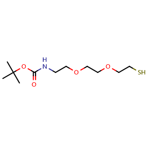 Chemical structure of BocNH-PEG2-CH2CH2SH , CAS 1263044-64-9, AChemBlock V156181