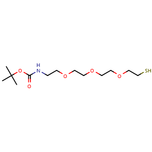 Chemical structure of BocNH-PEG3-CH2CH2SH , CAS 1895922-68-5, AChemBlock V156182
