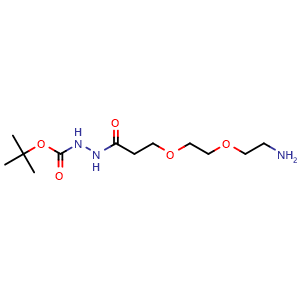 Chemical structure of H2N-PEG2-CH2CH2CONHNHBoc , CAS 2100306-60-1, AChemBlock V156189
