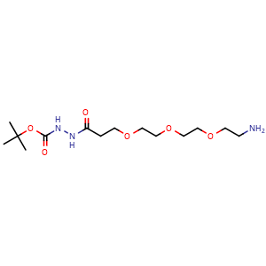 Chemical structure of H2N-PEG3-CH2CH2CONHNHBoc , CAS 2069254-67-5, AChemBlock V156190
