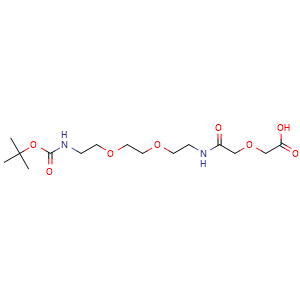 Chemical structure of BocNH-PEG2-CH2CH2NHCOCH2OCH2COOH , CAS 223599-67-5, AChemBlock V156218