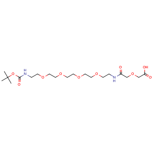 Chemical structure of BocNH-PEG4-CH2CH2NHCOCH2OCH2COOH , CAS 2374222-79-2, AChemBlock V156220