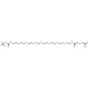 Chemical structure of BocNH-PEG7-CH2CH2NHCOCH2OCH2COOH , CAS 600141-83-1, AChemBlock V156221