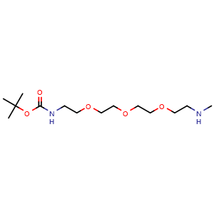 Chemical structure of BocNH-PEG3-CH2CH2NHMe , CAS 2386951-29-5, AChemBlock V156225