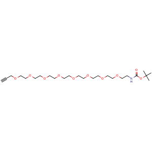 Chemical structure of Propargyl-PEG8-NHBoc , CAS 2183440-31-3, AChemBlock V156281