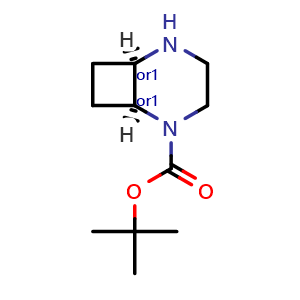 Chemical structure of tert-butyl cis-2,5-diazabicyclo[4.2.0]octane-2-carboxylate , CAS 2514607-31-7, AChemBlock V156324