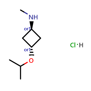 Chemical structure of trans-3-isopropoxy-N-methyl-cyclobutanamine hydrochloride , AChemBlock V156356