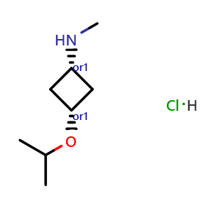 Chemical structure of cis-3-isopropoxy-N-methyl-cyclobutanamine hydrochloride , AChemBlock V156357