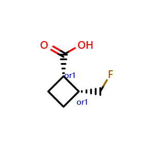 Chemical structure of cis-2-(fluoromethyl)cyclobutanecarboxylic acid , AChemBlock V156364