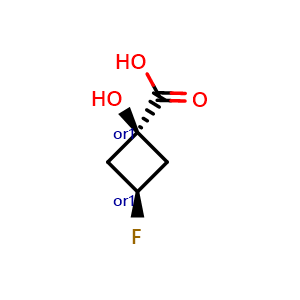 Chemical structure of cis-3-fluoro-1-hydroxy-cyclobutanecarboxylic acid , CAS 2920427-91-2, AChemBlock V156385