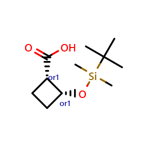 Chemical structure of cis-2-[tert-butyl(dimethyl)silyl]oxycyclobutanecarboxylic acid , CAS 2940867-17-2, AChemBlock V156396