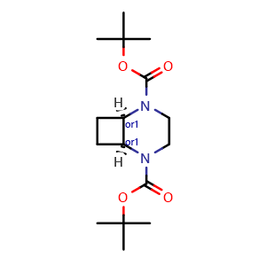 Chemical structure of ditert-butyl cis-2,5-diazabicyclo[4.2.0]octane-2,5-dicarboxylate , CAS 2816820-25-2, AChemBlock V156403