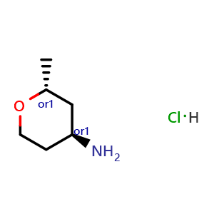 Chemical structure of trans-2-methyltetrahydropyran-4-amine hydrochloride , CAS 2408938-31-6, AChemBlock V156421
