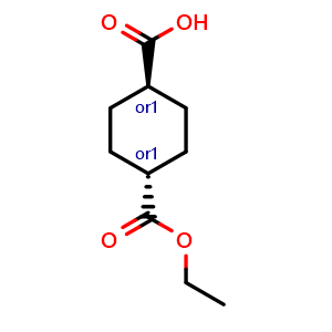 Chemical structure of trans-4-ethoxycarbonylcyclohexanecarboxylic acid , CAS 15177-66-9, AChemBlock V156434