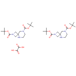 Chemical structure of ditert-butyl 2,5,8-triazaspiro[3.5]nonane-2,8-dicarboxylate hemi(oxalic acid) , AChemBlock V156440