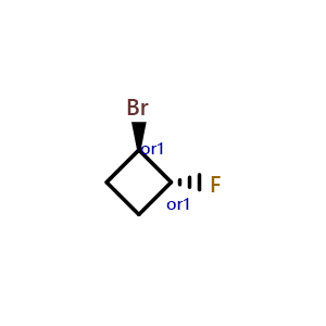 Chemical structure of trans-1-bromo-2-fluoro-cyclobutane , CAS 2309431-49-8, AChemBlock V156445