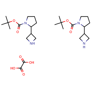 Chemical structure of tert-butyl 2-(azetidin-3-yl)pyrrolidine-1-carboxylate hemi(oxalic acid) , CAS 2806869-51-0, AChemBlock V156486