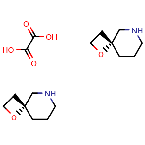Chemical structure of (4R)-1-oxa-8-azaspiro[3.5]nonane hemi(oxalic acid) , CAS 2940858-12-6, AChemBlock V156491