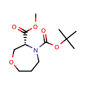 Chemical structure of O4-tert-butyl O3-methyl (3R)-1,4-oxazepane-3,4-dicarboxylate , CAS 2381512-69-0, AChemBlock V156496