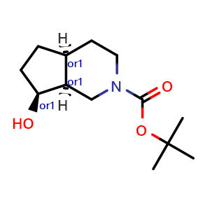 Chemical structure of tert-butyl rel-(4aS,7S,7aS)-7-hydroxy-1,3,4,4a,5,6,7,7a-octahydrocyclopenta[c]pyridine-2-carboxylate , AChemBlock V156502