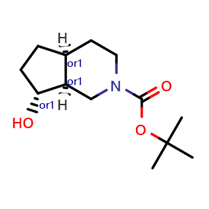 Chemical structure of tert-butyl rel-(4aS,7R,7aS)-7-hydroxy-1,3,4,4a,5,6,7,7a-octahydrocyclopenta[c]pyridine-2-carboxylate , AChemBlock V156503
