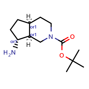 Chemical structure of tert-butyl rel-(4aS,7R,7aS)-7-amino-1,3,4,4a,5,6,7,7a-octahydrocyclopenta[c]pyridine-2-carboxylate , AChemBlock V156504