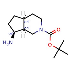 Chemical structure of tert-butyl rel-(4aS,7S,7aS)-7-amino-1,3,4,4a,5,6,7,7a-octahydrocyclopenta[c]pyridine-2-carboxylate , AChemBlock V156505