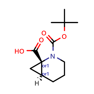 Chemical structure of trans-2-tert-butoxycarbonyl-2-azabicyclo[4.1.0]heptane-1-carboxylic acid , CAS 2940873-46-9, AChemBlock V156514