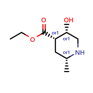 Chemical structure of ethyl rel-(2R,4S,5S)-5-hydroxy-2-methyl-piperidine-4-carboxylate , CAS 2940869-05-4, AChemBlock V156516