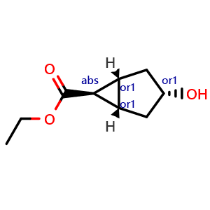 Chemical structure of ethyl rel-(1R,3r,5S,6r)-3-hydroxybicyclo[3.1.0]hexane-6-carboxylate , AChemBlock V156544