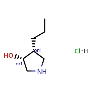 Chemical structure of cis-4-propylpyrrolidin-3-ol hydrochloride , CAS 2940871-28-1, AChemBlock V156557