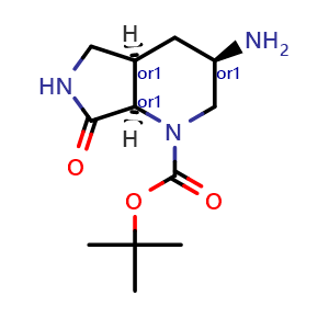 Chemical structure of tert-butyl rel-(3R,4aR,7aR)-3-amino-7-oxo-3,4,4a,5,6,7a-hexahydro-2H-pyrrolo[3,4-b]pyridine-1-carboxylate , AChemBlock V156561