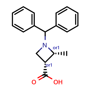 Chemical structure of cis-1-benzhydryl-2-methyl-azetidine-3-carboxylic acid , AChemBlock V156588
