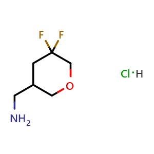 Chemical structure of (5,5-difluorotetrahydropyran-3-yl)methanamine hydrochloride , CAS 2891598-74-4, AChemBlock V156613